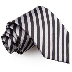 Black & Silver Thin Stripe Pre-Tied Bow Tie