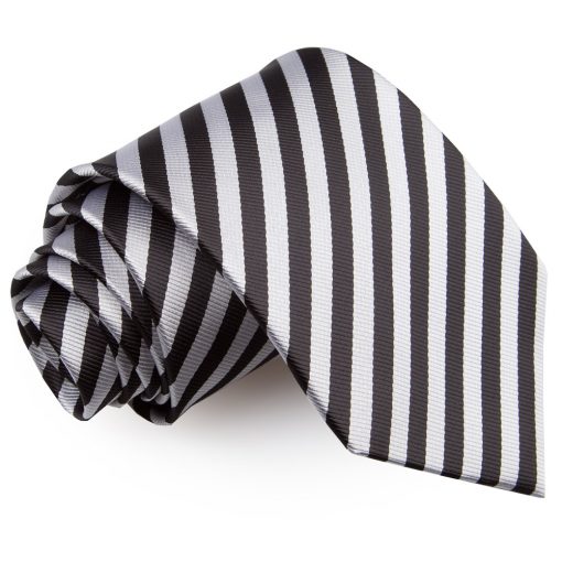 Black & Silver Thin Stripe Tie