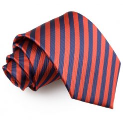 Navy Blue & Red Thin Stripe Pre-Tied Bow Tie