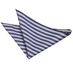 Navy Blue & Silver Thin Stripe Pocket Square