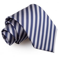 Navy Blue & Silver Thin Stripe Pre-Tied Bow Tie