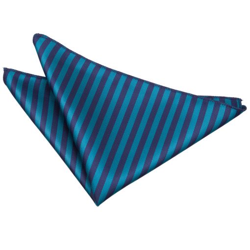 Navy Blue & Teal Thin Stripe Pocket Square