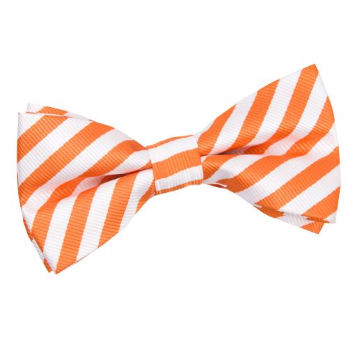 White & Orange Thin Stripe Pre-Tied Bow Tie