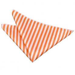 White & Orange Thin Stripe Pocket Square