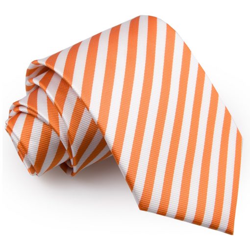 White & Orange Thin Stripe Tie