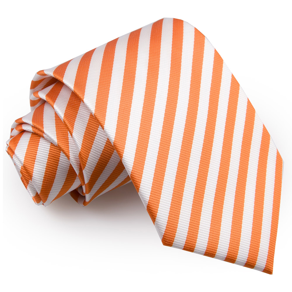 White & Orange Thin Stripe Tie White & Orange Thin Stripe Tie