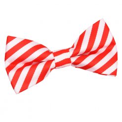 White & Red Thin Stripe Pre-Tied Bow Tie