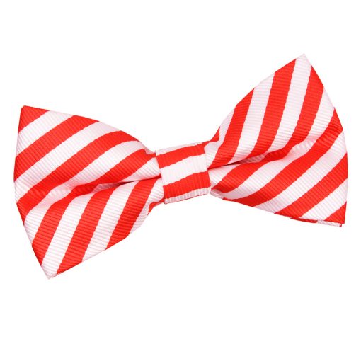 White & Red Thin Stripe Pre-Tied Bow Tie