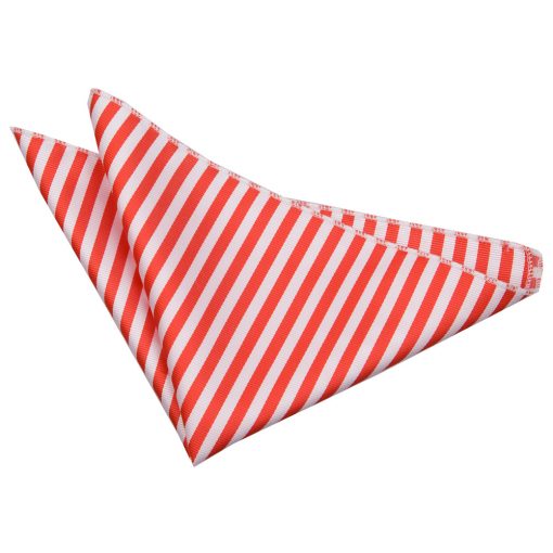 White & Red Thin Stripe Pocket Square