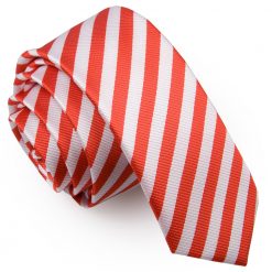 White & Red Thin Stripe Pre-Tied Bow Tie