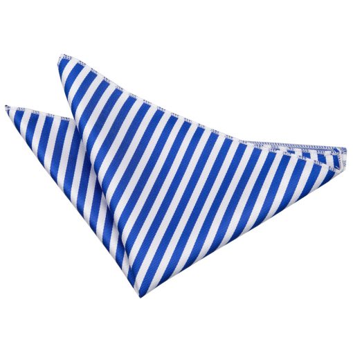 White & Royal Blue Thin Stripe Pocket Square