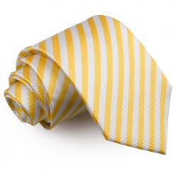 White & Yellow Thin Stripe Pre-Tied Bow Tie