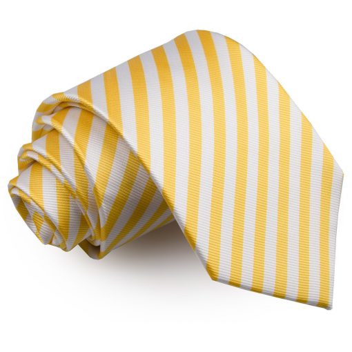 White & Yellow Thin Stripe Tie
