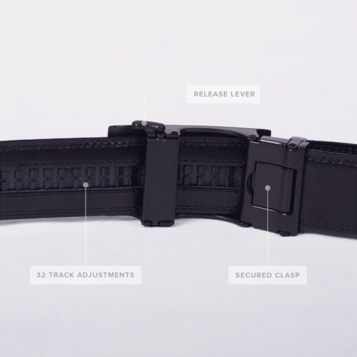 Black Smooth Leather Auto Belt Gift Box Set