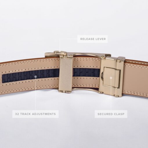Brown Smooth Leather Auto Belt Gift Box Set