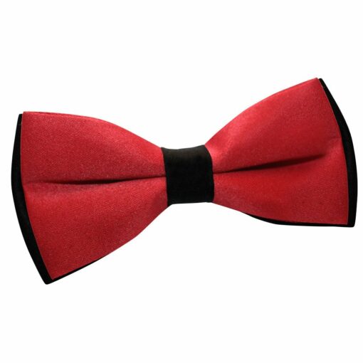 Red & Black Satin Pre-Tied Bow Tie