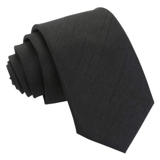 Black Shantung Slim Tie