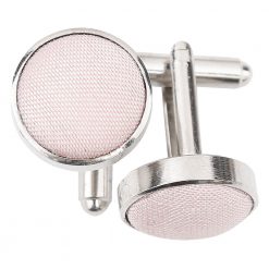 Blush Pink Shantung Inlay Silver Plated Cufflinks