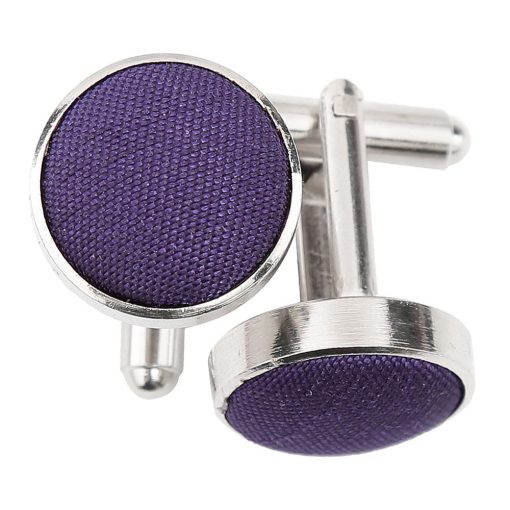 Cadbury Purple Shantung Inlay Silver Plated Cufflinks