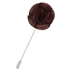 Chocolate Brown Plain Shantung Lapel Pin