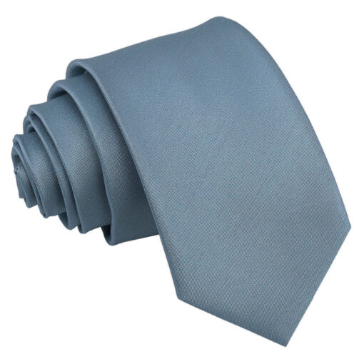 Dusty Blue Shantung Slim Tie