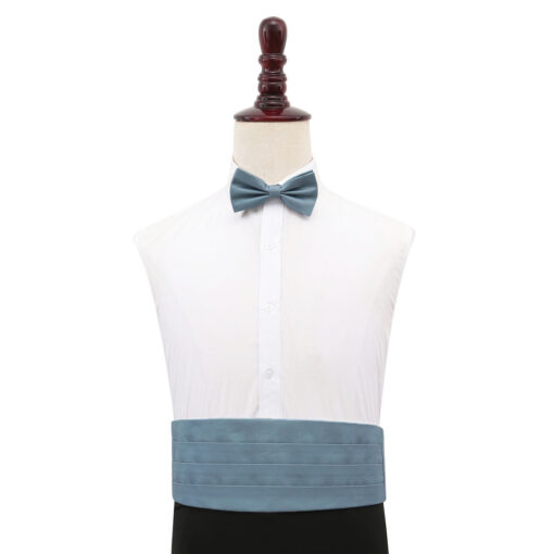 Dusty Blue Plain Shantung Cummerbund