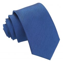 Navy Blue Shantung Slim Tie