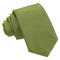 Olive Green Shantung Slim Tie