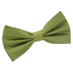 Olive Green Shantung Pre-Tied Bow Tie