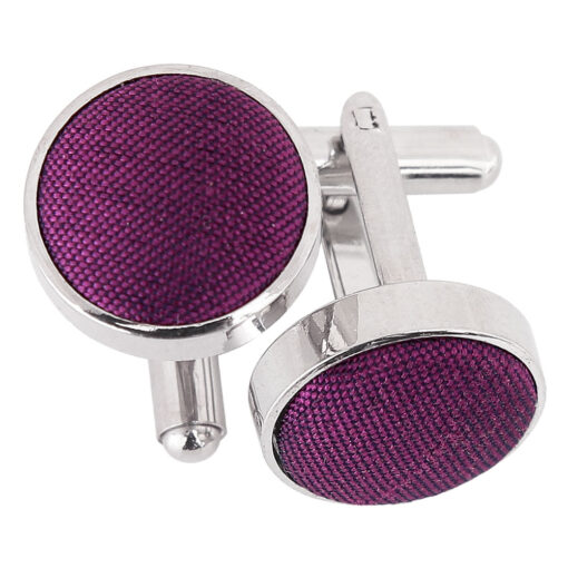 Orchid Shantung Inlay Silver Plated Cufflinks