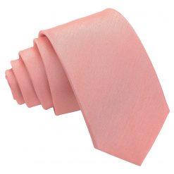 Peach Pink Shantung Slim Tie