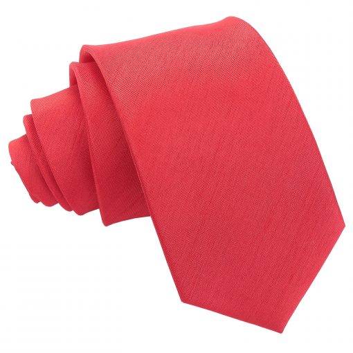 Red Shantung Slim Tie