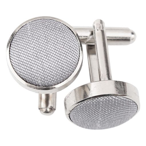 Silver Shantung Inlay Silver Plated Cufflinks