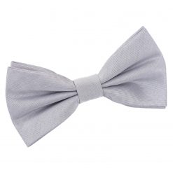 Silver Shantung Pre-Tied Bow Tie