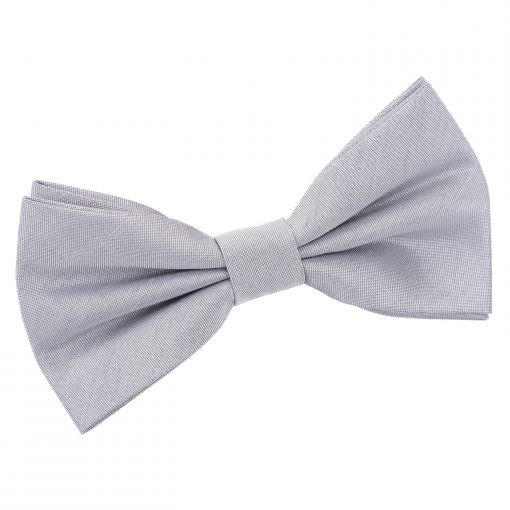 Silver Shantung Pre-Tied Bow Tie