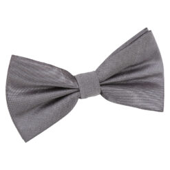 Steel Grey Shantung Pre-Tied Thistle Bow Tie