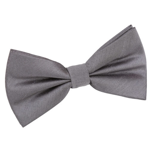 Steel Grey Shantung Pre-Tied Thistle Bow Tie