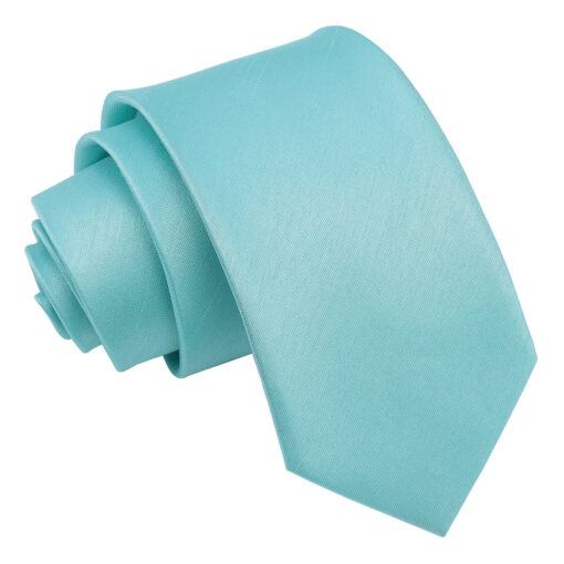 Turquoise Green Shantung Slim Tie