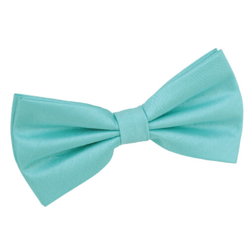 Turquoise Green Shantung Pre-Tied Thistle Bow Tie