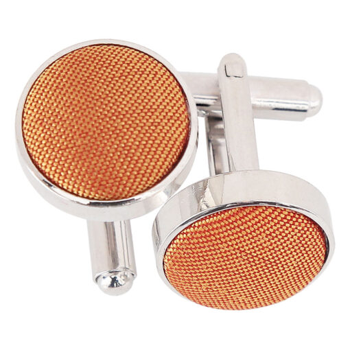 Turmeric Yellow Shantung Inlay Silver Plated Cufflinks