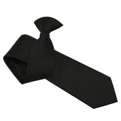 Black Solid Check Clip On Slim Tie