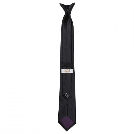 Black Solid Check Clip On Slim Tie