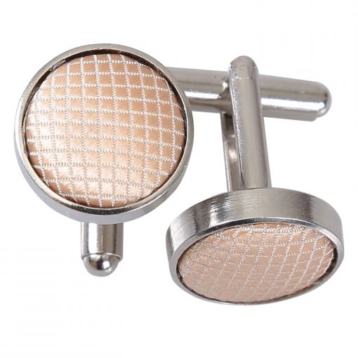 Champagne Solid Check Silver Plated Cufflinks