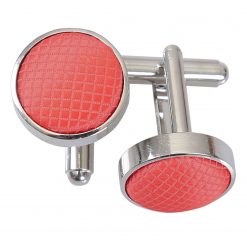 Coral Solid Check Silver Plated Cufflinks