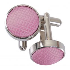 Light Pink Solid Check Silver Plated Cufflinks