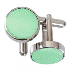 Mint Green Solid Check Silver Plated Cufflinks