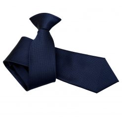 Navy Blue Solid Check Clip On Slim Tie