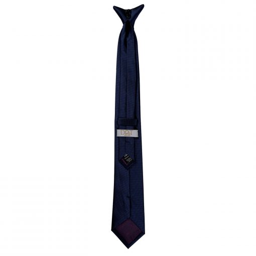 Navy Blue Solid Check Clip On Slim Tie