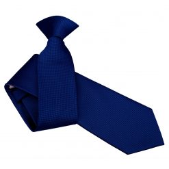 Royal Blue Solid Check Clip On Slim Tie