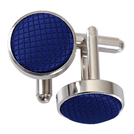 Royal Blue Solid Check Silver Plated Cufflinks